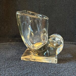 Vintage Clear Glass Cornucopia Bookend Vase / Decorative Sculpture